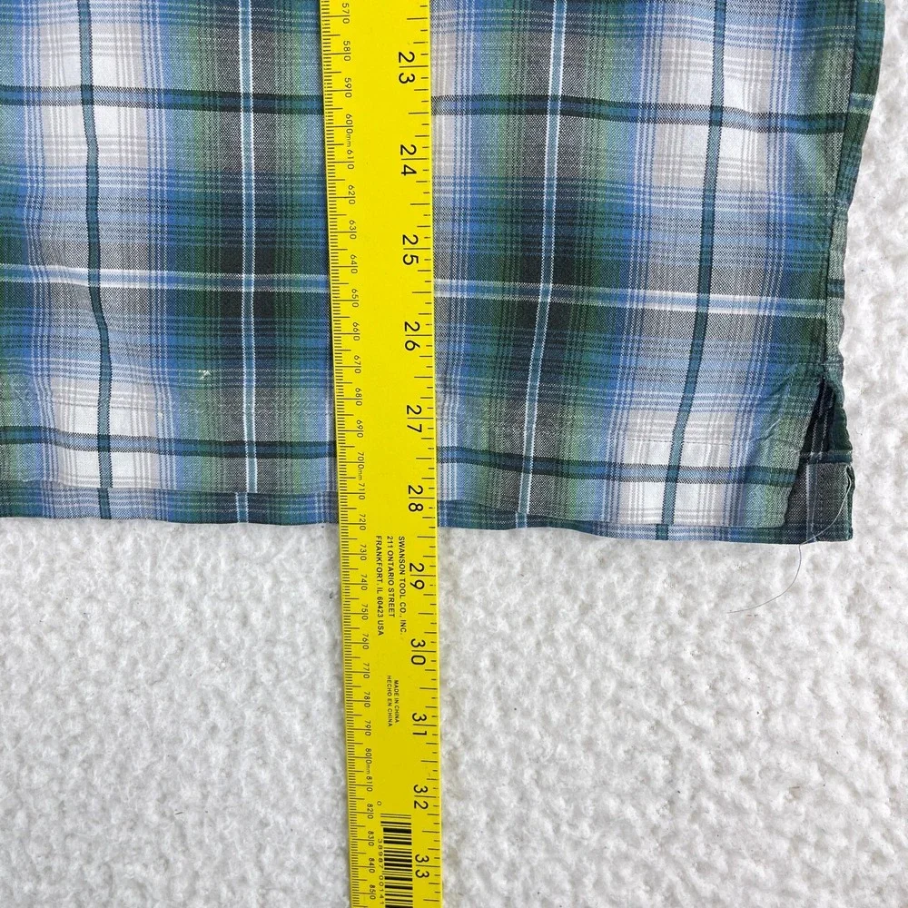 Ralph Lauren Green Blue Plaid Button-Down Shirt Teen Boys‎ Long Sleeve Size XL